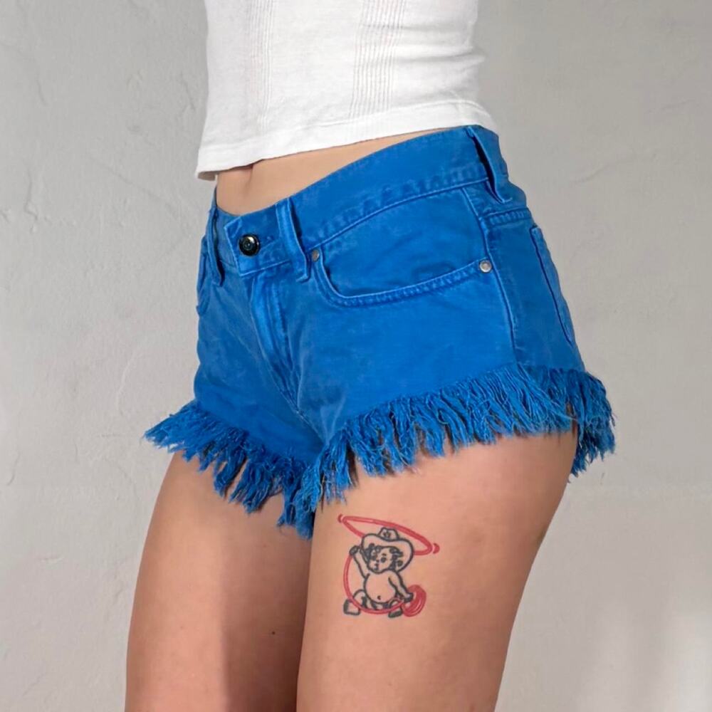 Diesel blue fringe shorts s